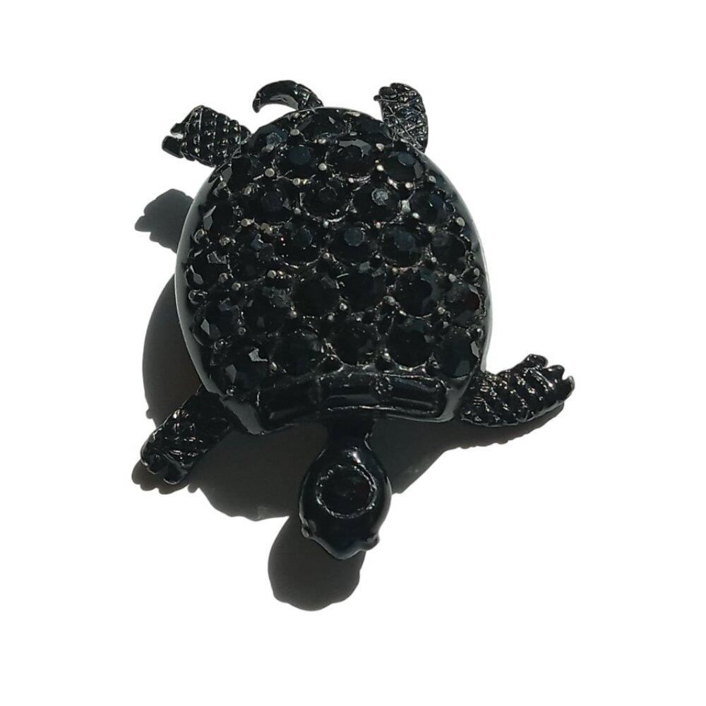 Vintage PELL Black Rhinestones Tortoise Turtle Brooch Pin RARE - Picture 15 of 15